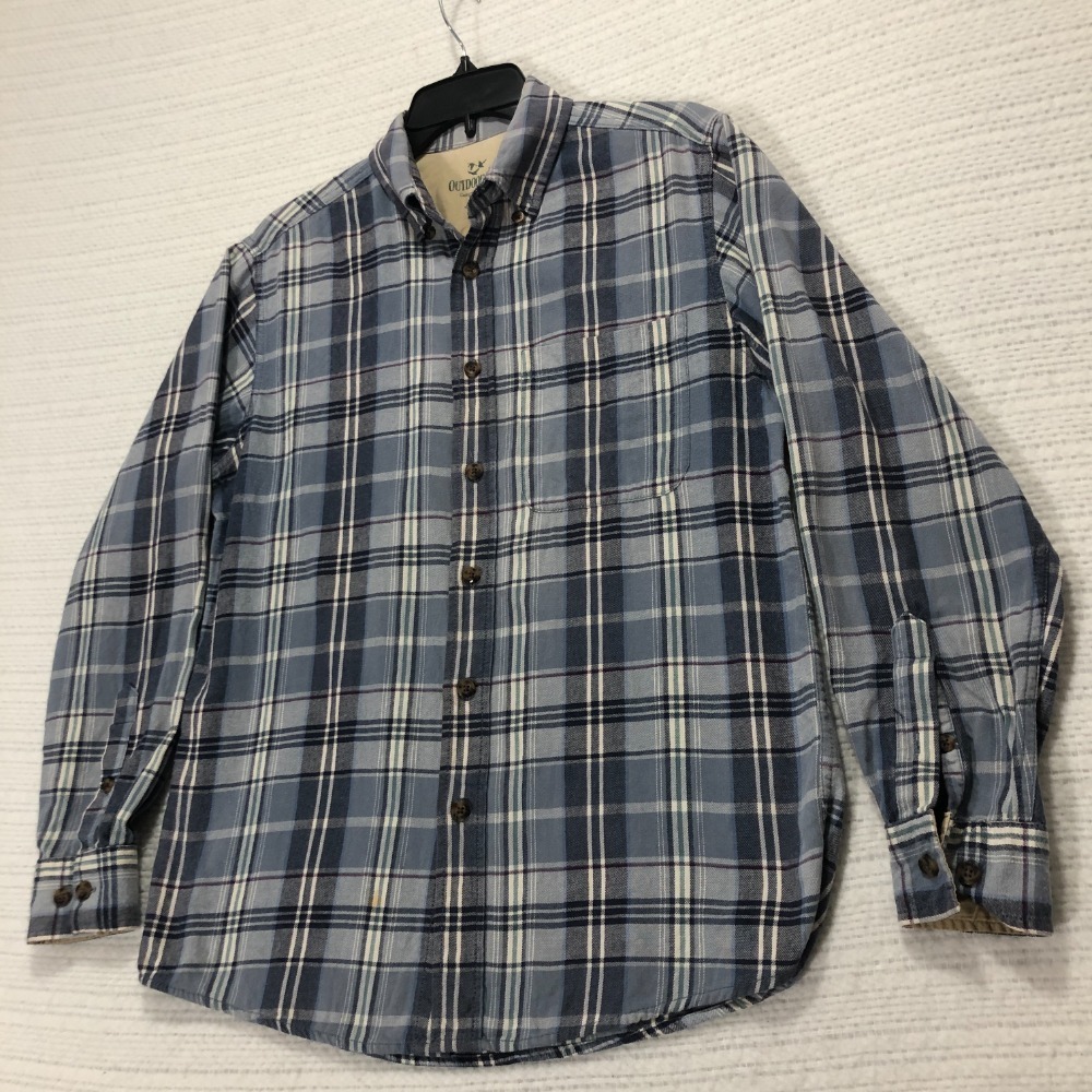 Outdoor Life Flannel Shirt Campside Plaid Long Sleeve Button Up Blue Mens S